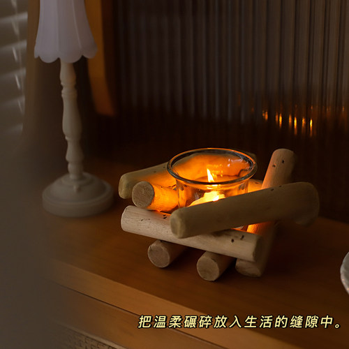手工烛台摆件复古漂流木