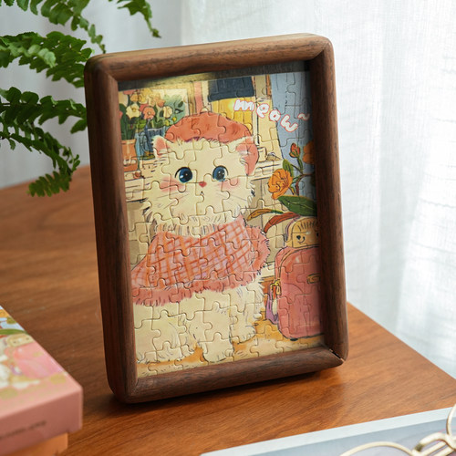 卡通小猫小狗拼图装饰画框