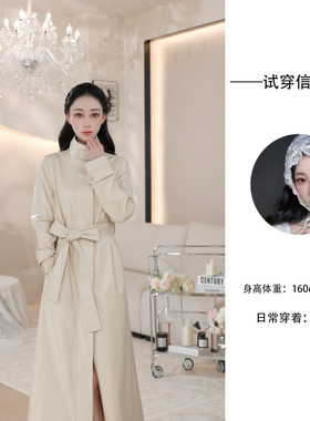 liebeskuss【戚枫】原创设计师pu皮风衣25秋新款极简风A字长外套