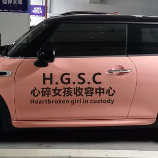 心碎女孩收容中心抖音网红汽车贴纸创意个性潮流内涵段子后窗装饰