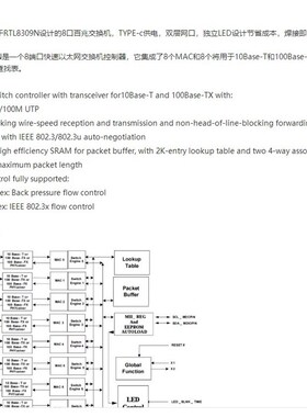 全新原装RTL8309N-CG RTL8309N-VB-CG百兆8口交换机芯片QFN64现货