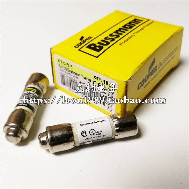 现货Bussmann快断熔断器Class CC保险丝 KTK-R-5 5A 600V 10*38mm