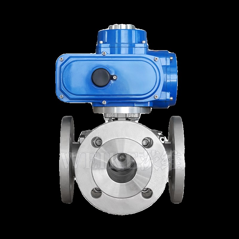 Q944/5F-16P电动三通球阀 不锈钢H铸钢法兰球阀 L/T换向阀可选