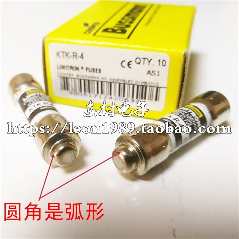 美国Bussmann熔断器 Class CC保险丝 KTK-R-4 4A 600V 10*30mm
