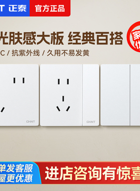 正泰开关插座面板86型暗装家用墙壁一开五孔usb三孔正品6TS哑光白