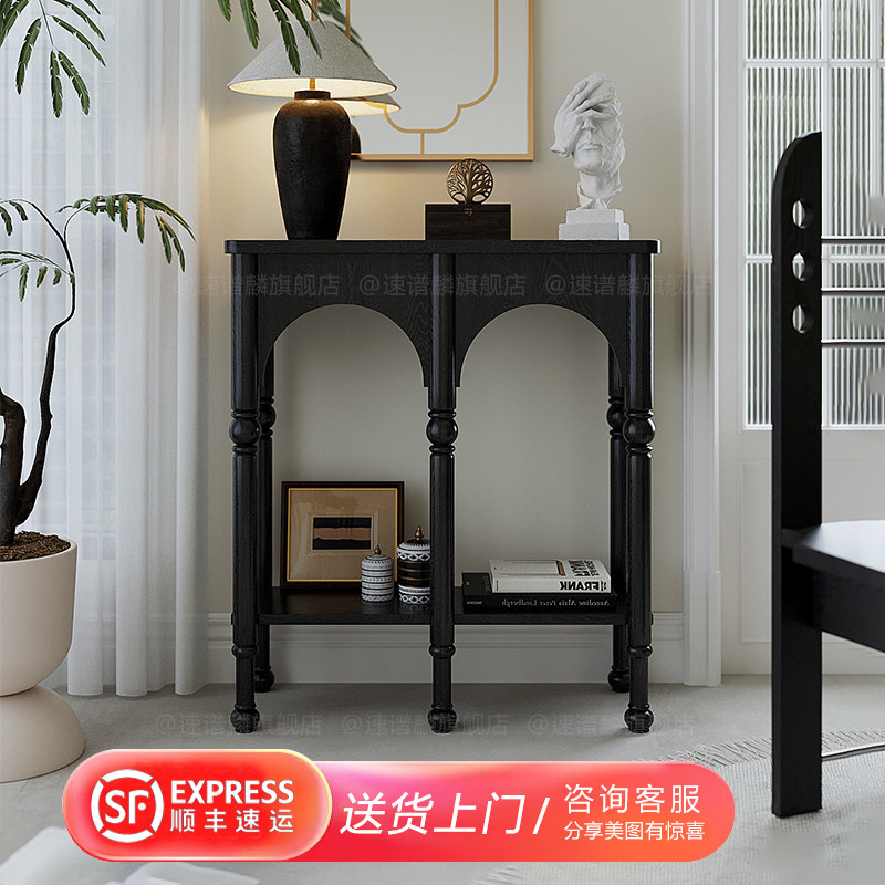 法式玄关柜实木客厅入户玄关桌子简约正对门靠墙落地置物台玄关架