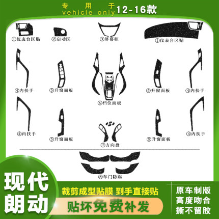 专用于12-16年现代朗动排挡保护贴纸 中控台档位配件改装内饰贴膜