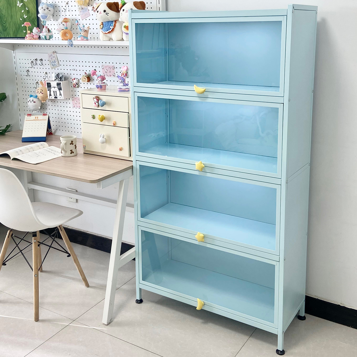 钢制书架带门玻璃手办展示柜