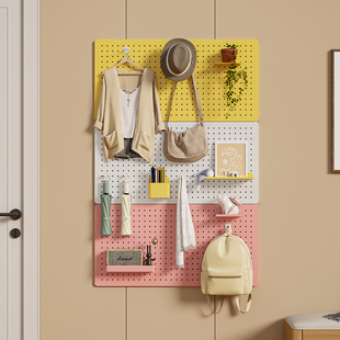 金属洞洞板免打孔墙上置物架玄关书桌面展示架墙面收纳板壁挂架