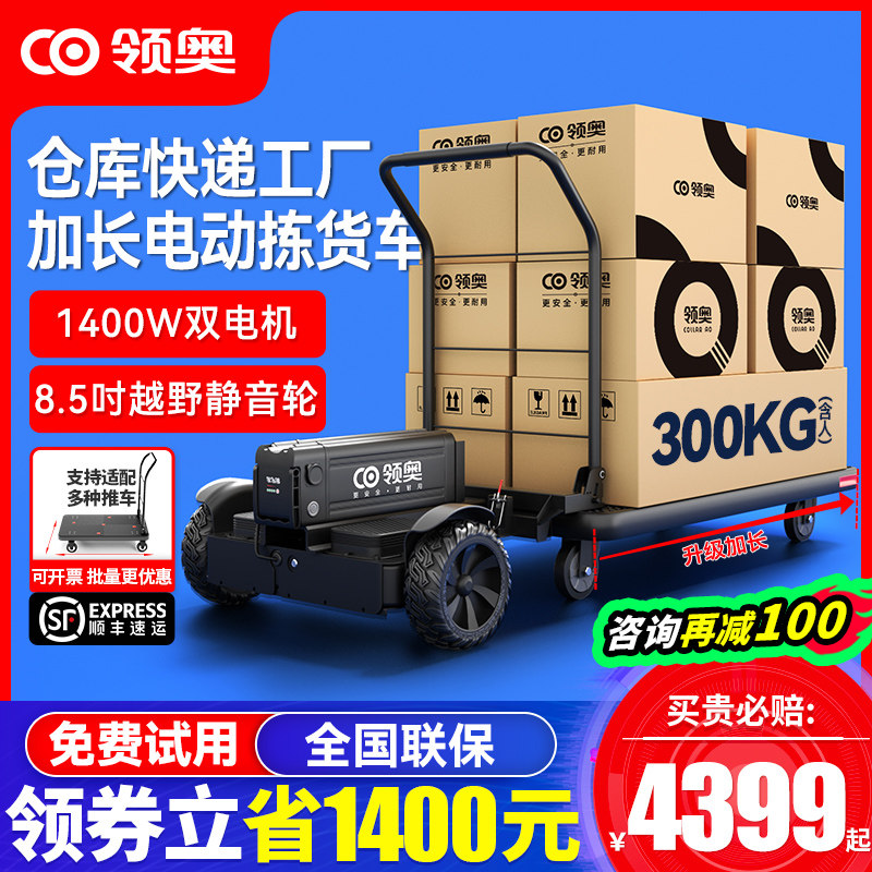 领奥电动手推车快递代步仓库载货小型工具车搬运神器平衡车平板车