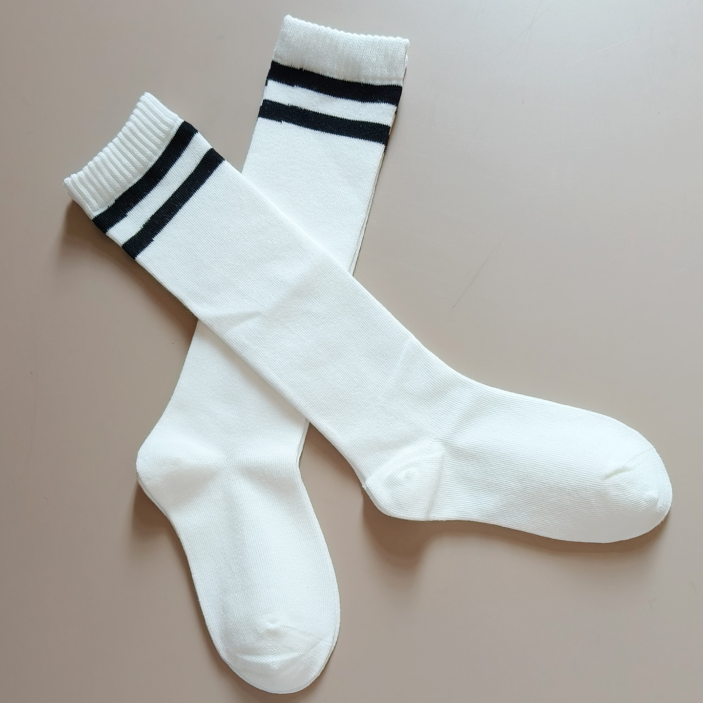 儿童中筒袜男女童白色条纹长筒袜