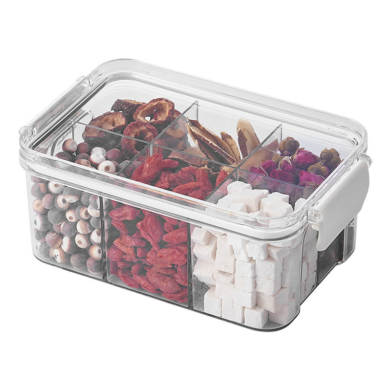 方形二四六分格养生花茶包装收纳罐塑料五谷杂粮老谷头防潮密封罐