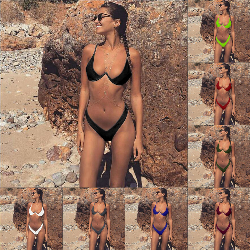 2023新款聚拢钢托分体比基尼泳衣欧美女士沙滩性感温泉bikini泳装