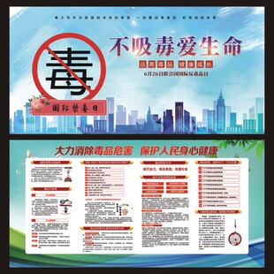 禁毒宣传海报校园法制文化教育墙贴毒品危害宣教展板背胶挂画防毒