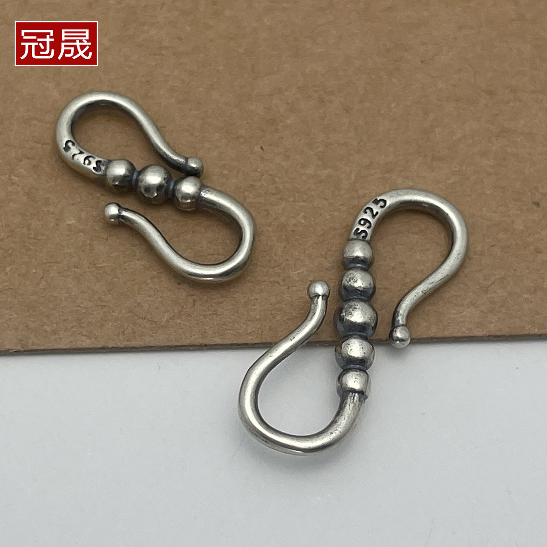 925银8字连接扣珍珠扣头手链搭扣S扣玉石项链加长扣DIY饰品收尾扣图片
