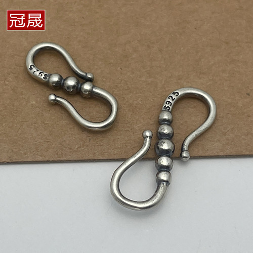 925银8字连接扣珍珠扣头手链搭扣S扣玉石项链加长扣DIY饰品收尾扣