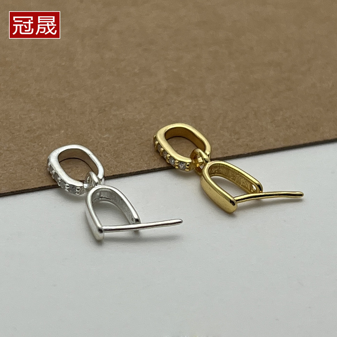 925纯银手工扣头DIY吊坠扣配件项链吊坠夹扣瓜子扣玉石琥珀平安扣图片