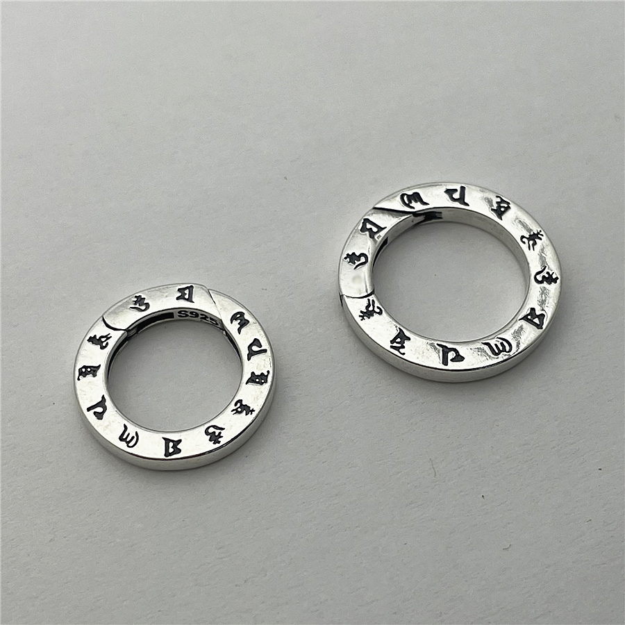 s925纯银六字真言圆圈弹簧扣复古万能扣头做旧泰银连接扣DIY配件,饰品/流行首饰/时尚饰品新,银饰配件,淘宝优惠券,粉丝福利购,淘宝优惠卷