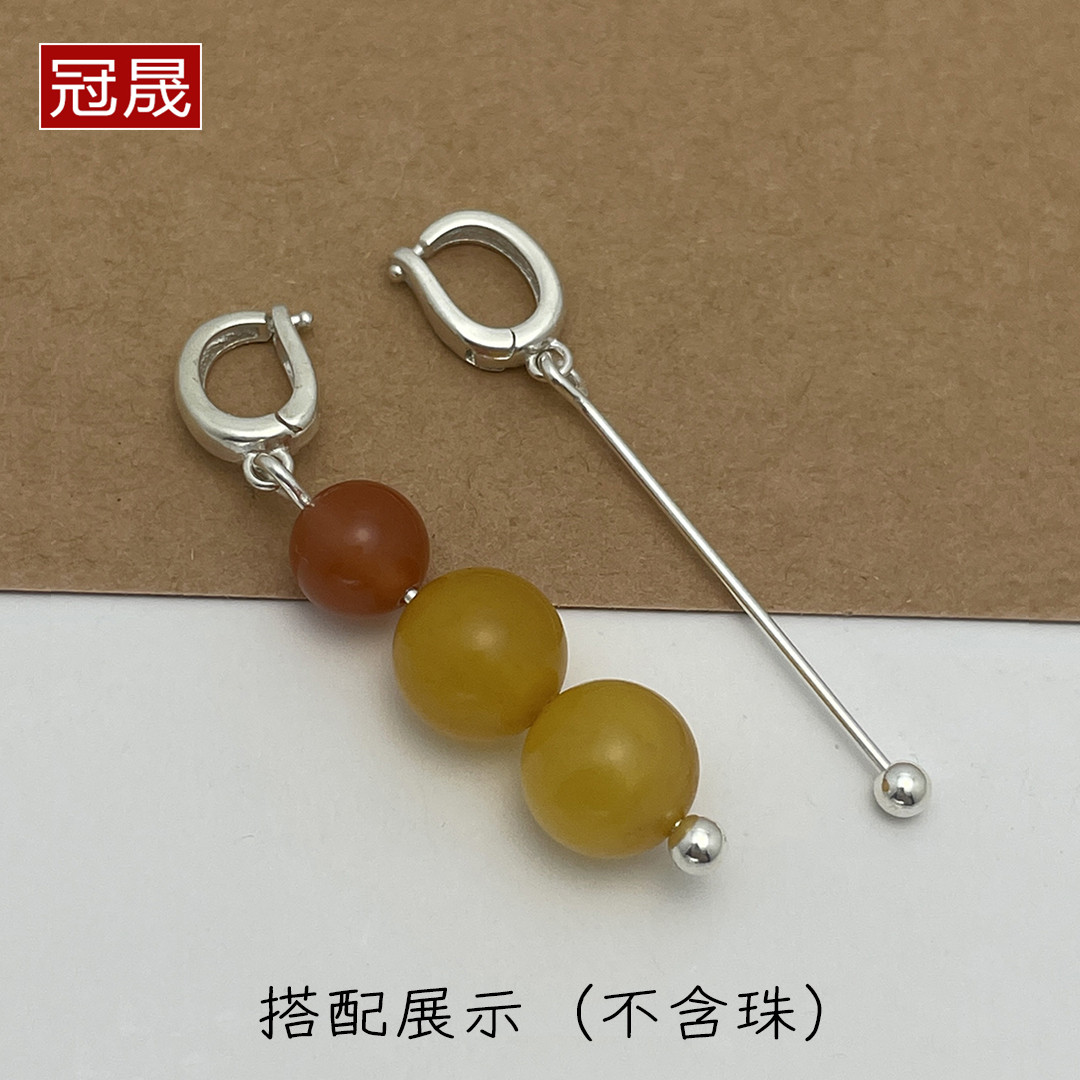 925银串珠挂饰扣搭扣吊坠扣头DIY蜜蜡翡翠玛瑙珍珠托项链项坠配件图片