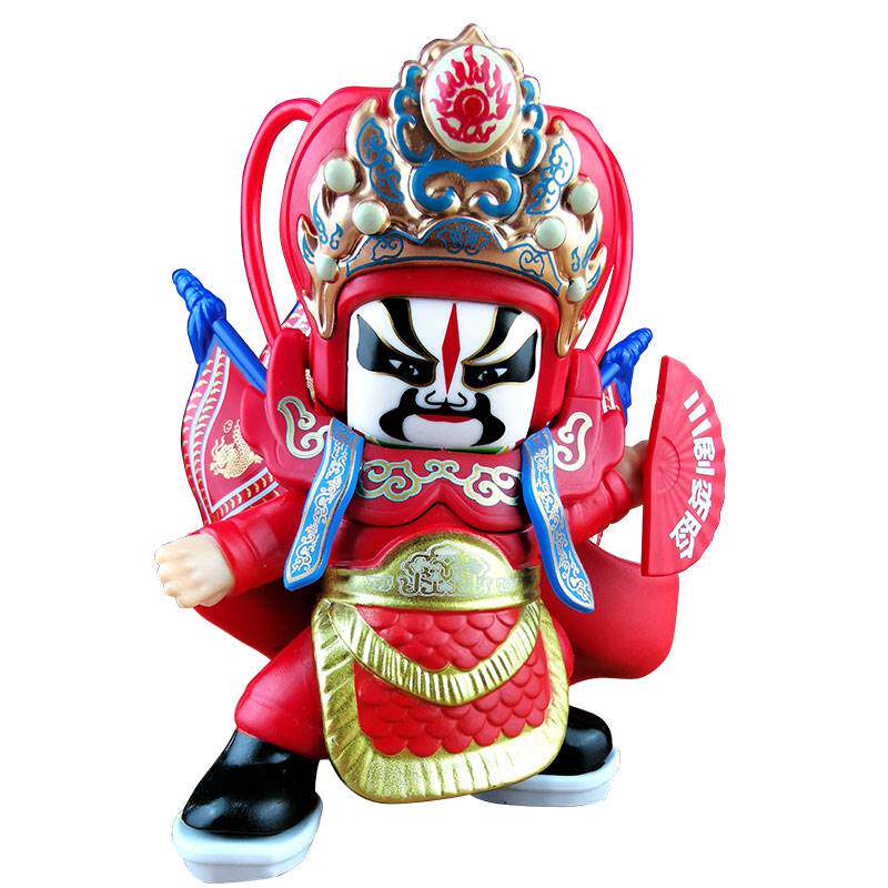 国粹电动四川变脸玩具京剧脸谱关公川剧娃娃儿童手动小机器人玩偶