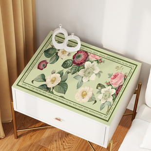 欧式高级感床头柜垫子盖布边几方巾防水可裁剪免洗皮革桌布防尘罩