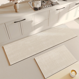 地毯 奶油风硅藻泥防滑脚垫防水防油长款 日式 厨房专用地垫2025新款