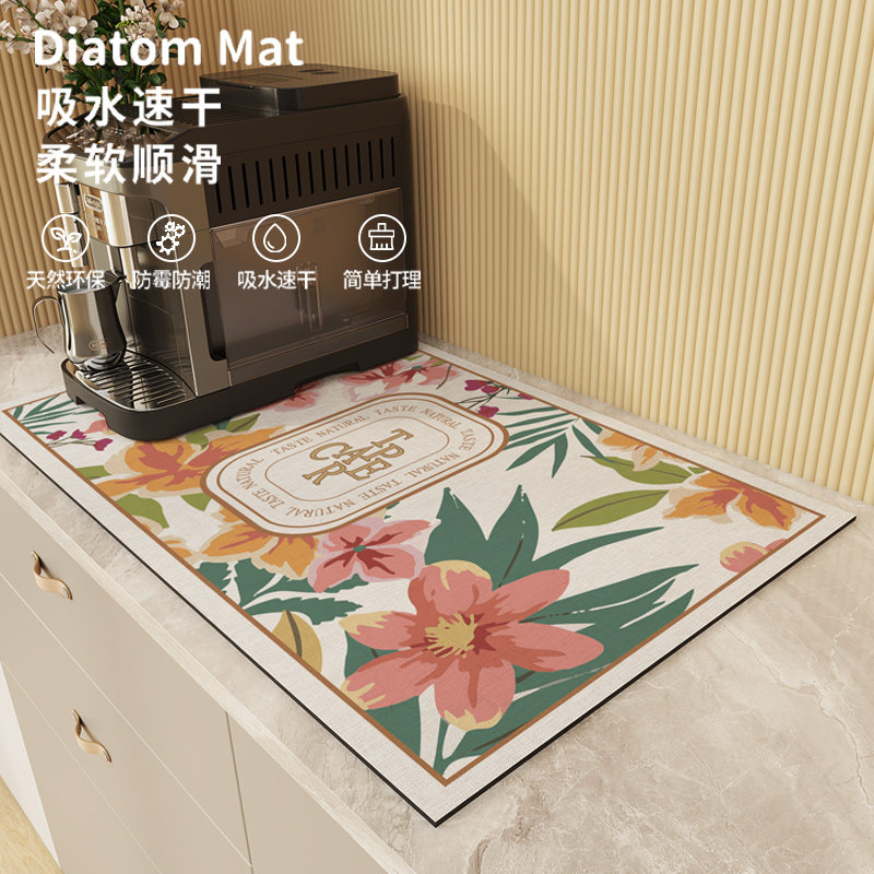 美式咖啡机沥水垫厨房台面硅藻泥桌垫餐边柜洗碗盘吸水垫控水垫子图片