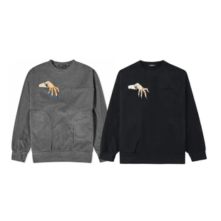 自主Undercover高桥盾日系秋冬男女同款 串珠鬼手摇粒绒套头卫衣潮