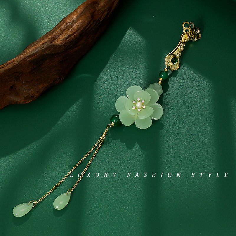 旗袍压襟挂件吊坠流苏扣坠衣服衣襟挂饰品古风复古花朵茶服配饰女