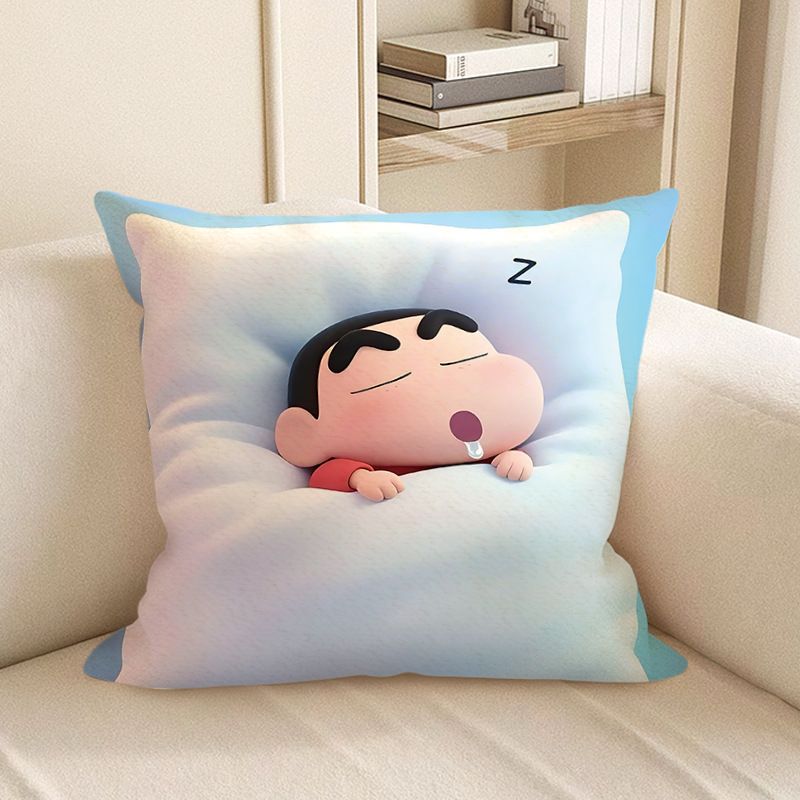 蜡笔小新周边绒面抱枕宿舍房间卧室客沙发厅办公室靠垫枕头靠枕头