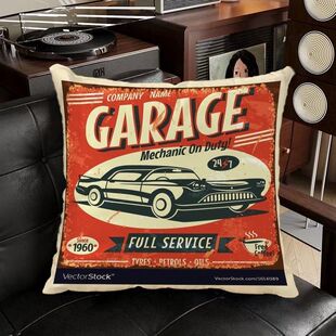 欧美复古海报摇滚音乐工作室装饰双面抱枕ROCK琴行室内床头靠枕套