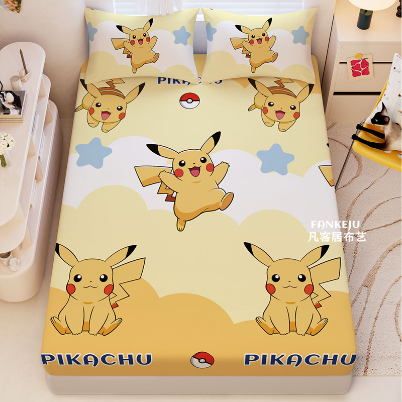 宝可梦皮卡丘磨毛床笠