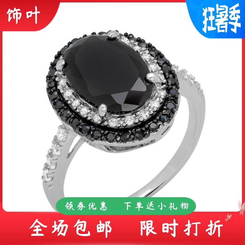 新款跨境饰品时尚酷黑锆石女士戒