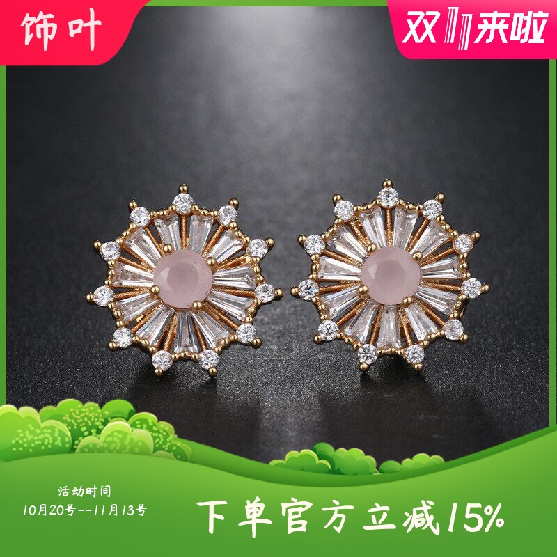 s925银针花朵耳环韩国东大门水