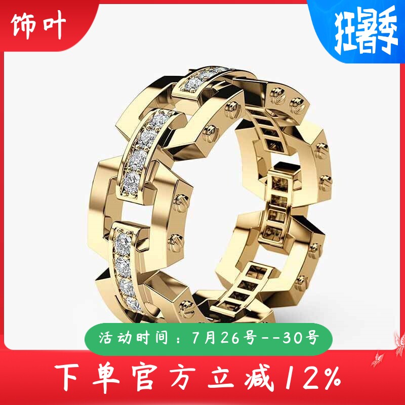 新款爆款配饰铜镀玫瑰金镶锆石戒