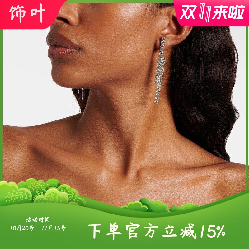 新款时尚欧美重工轻奢满钻几何耳环高级感简约水钻耳饰新娘配饰女
