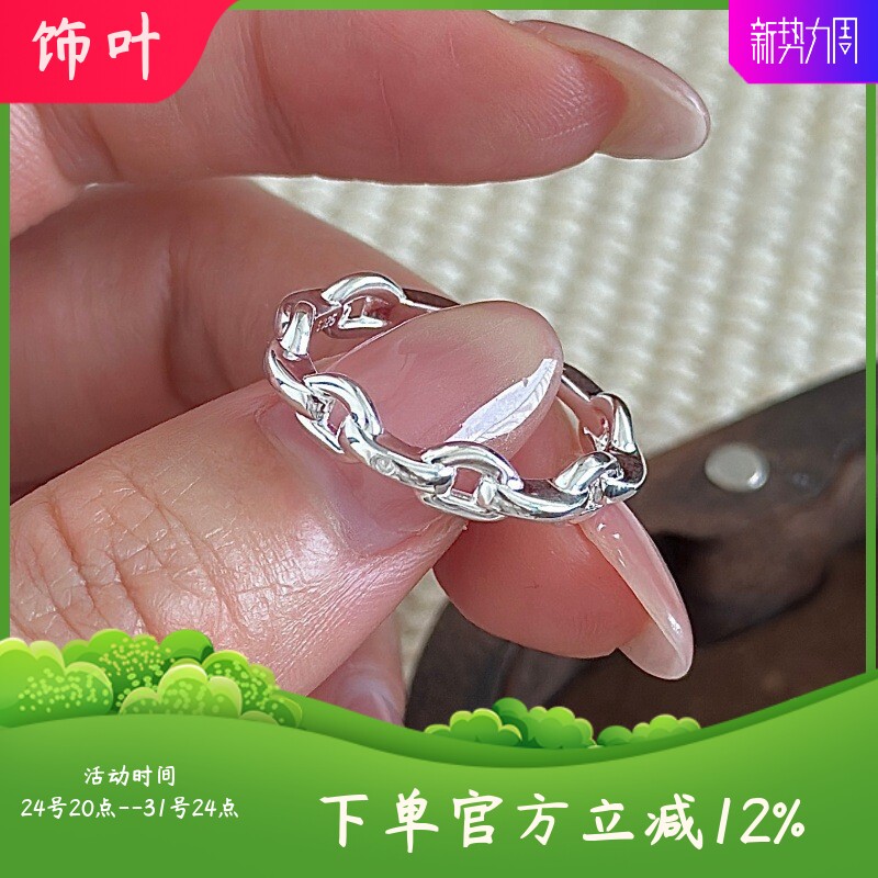 S925纯银韩版小众设计感复古链条