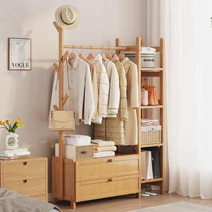 结实卧室落地挂衣架衣服堆放架床边晚上放衣神器衣帽架置物架新款