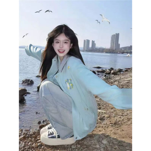 新款 实价 夹克外套女2025秋冬季 复古绿色工装 宽松情侣棒球服 美式