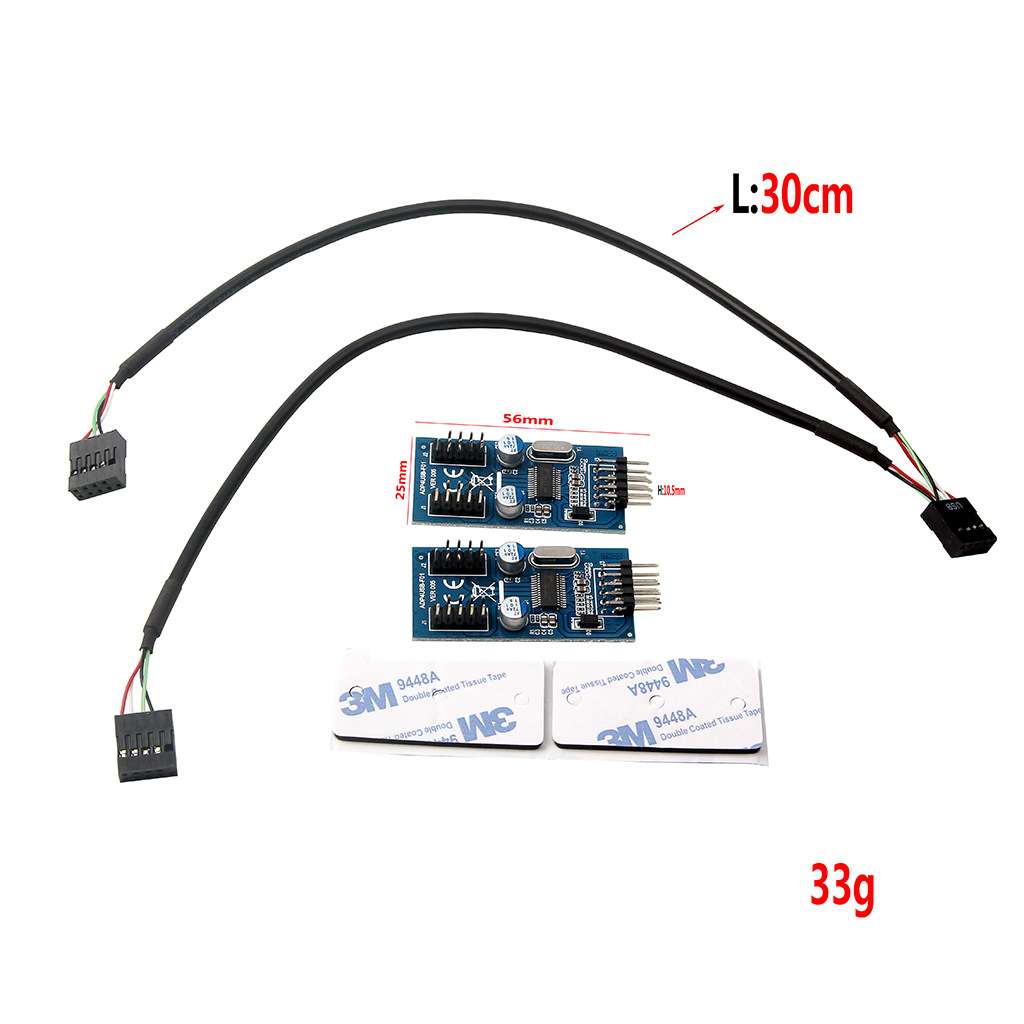 主板9针USB头倍增器 1转4口 4口公座 9PIN母1拖4 分线器转接卡线