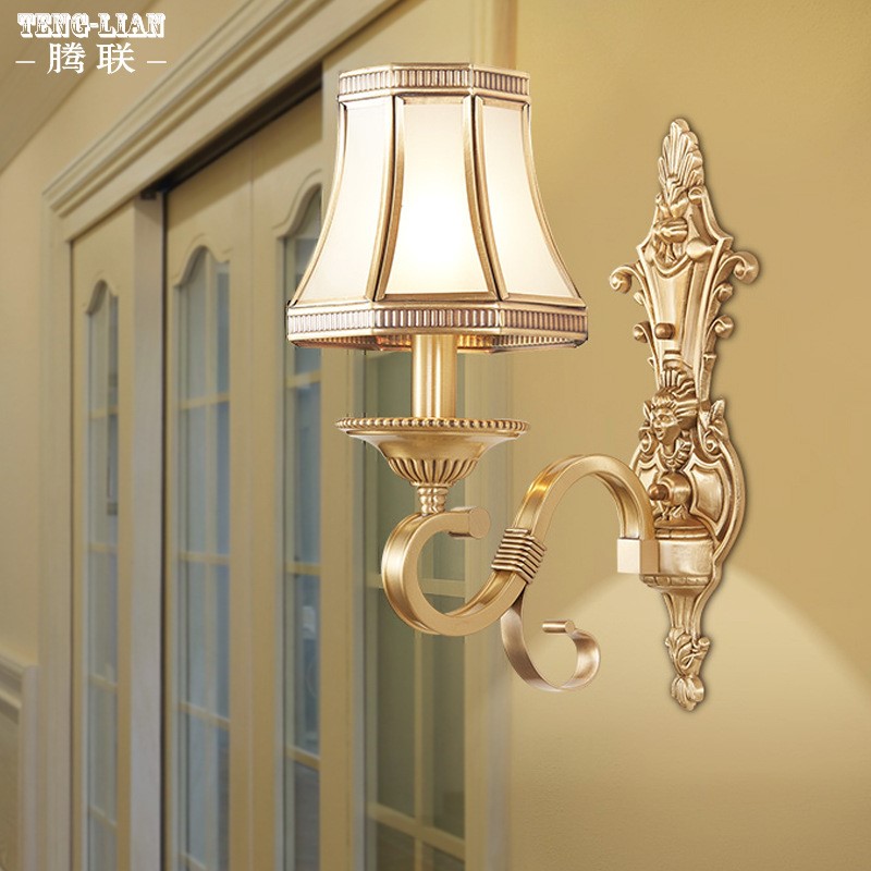 美式壁灯全铜简约壁灯北欧过道阳台床头客厅墙壁灯酒店客房灯具