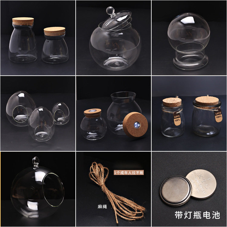 苔藓微景观玻璃瓶罩 大号带盖缸木塞瓶架子花瓶容器