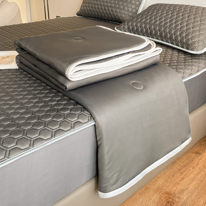 床笠款乳胶凉席四件套夏凉被冰丝软席纯色空调软席子三件套可机洗