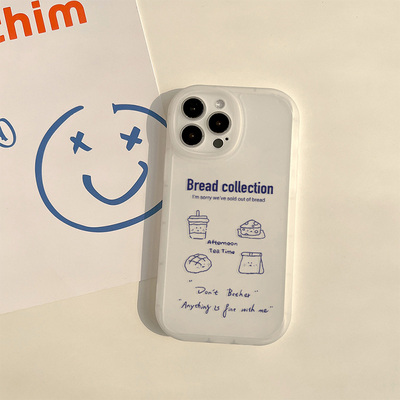 适用于苹果11PROMAX手机壳14PRO趣味iPhone8l简约线条咖啡面包7小众12MINI新款XSMAX时尚X