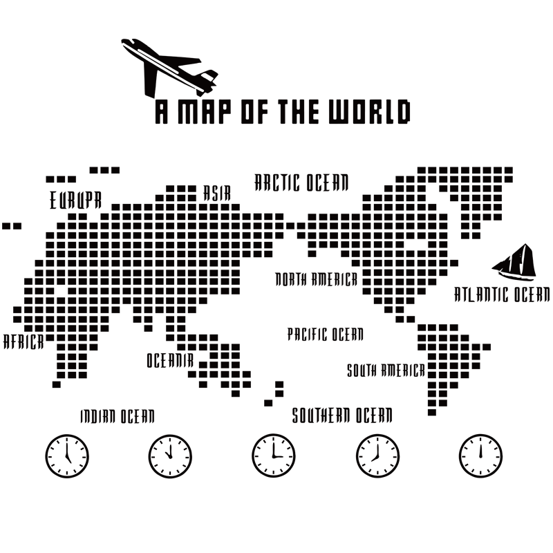 世界地图英语企业文化墙面装饰