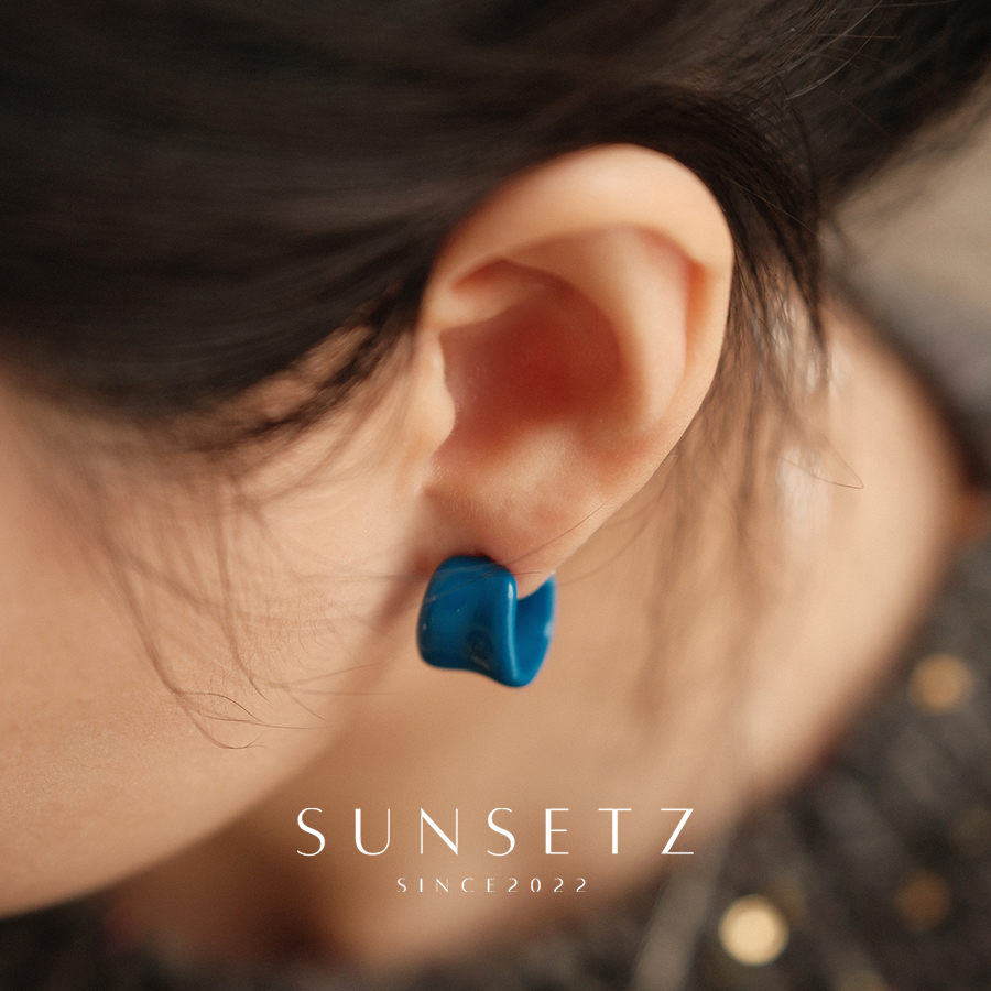 珐琅滴釉C型耳环秋冬耳饰