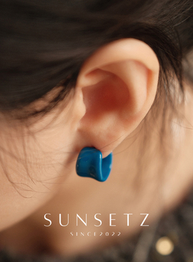 珐琅滴釉C型耳环女轻奢小众高级感复古耳圈秋冬耳钉耳饰2025新款