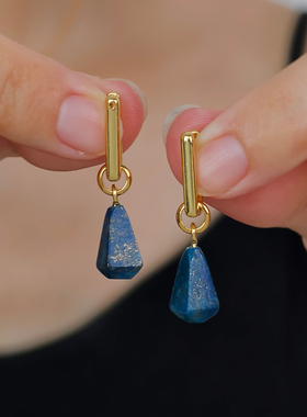 蓝色流苏耳环女2025新爆款高级感耳坠轻奢通勤百搭耳钉巨好看耳饰