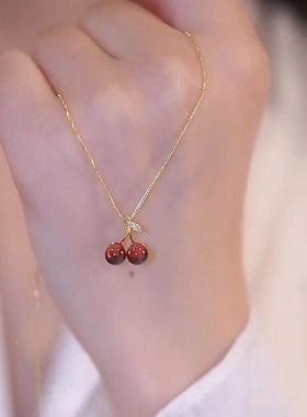 红色樱桃项链女生2025新款爆款