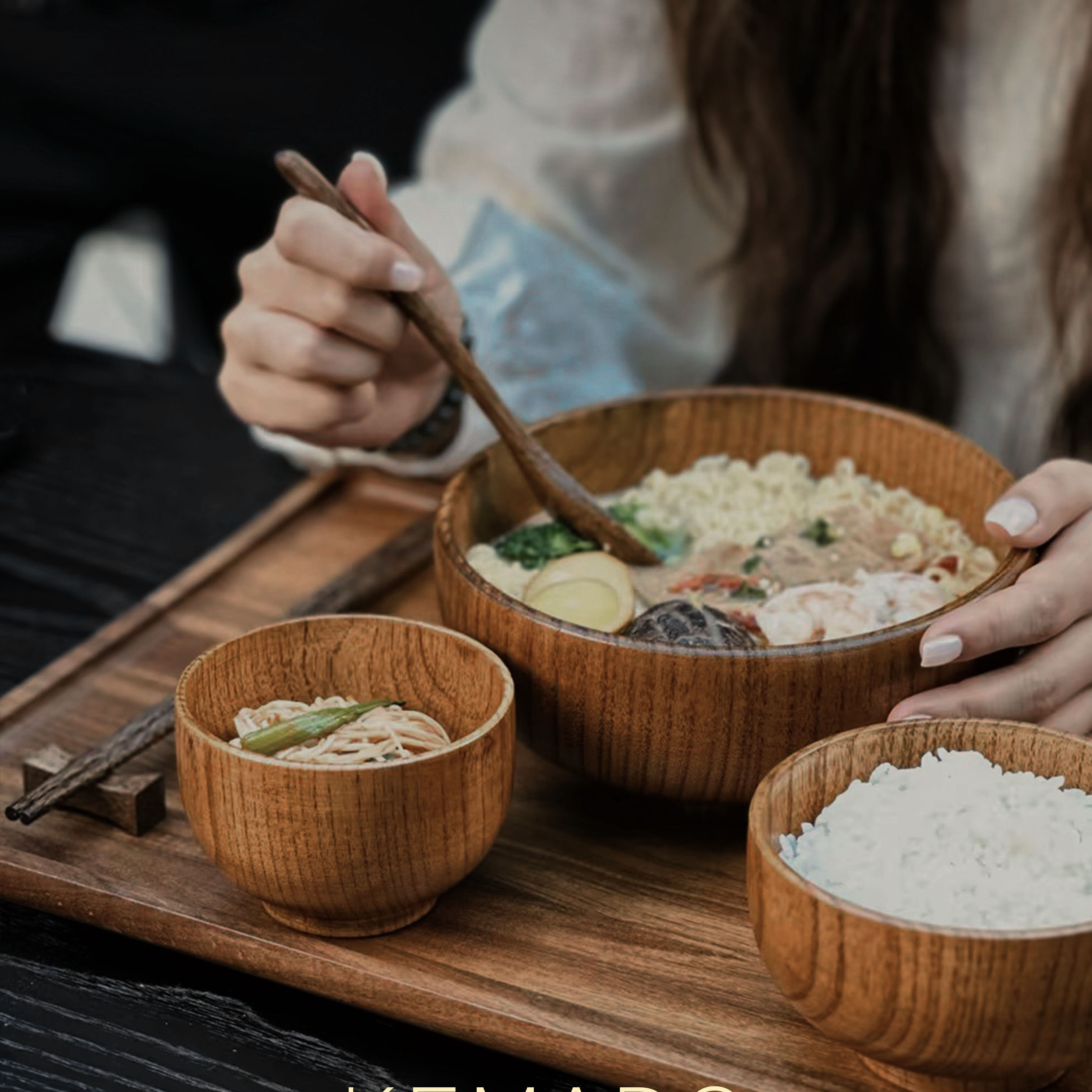 家用酸枣木汤碗儿童宝宝餐具套装
